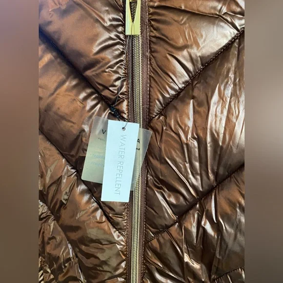 NWT Via Spiga inset bib quilted long puffer jacket - Picture 10 of 10